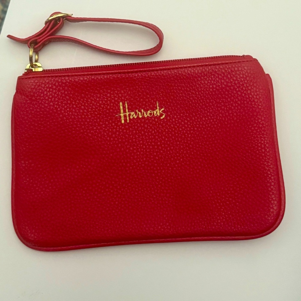 Harrods Vibrant Red Wristlet Clutch